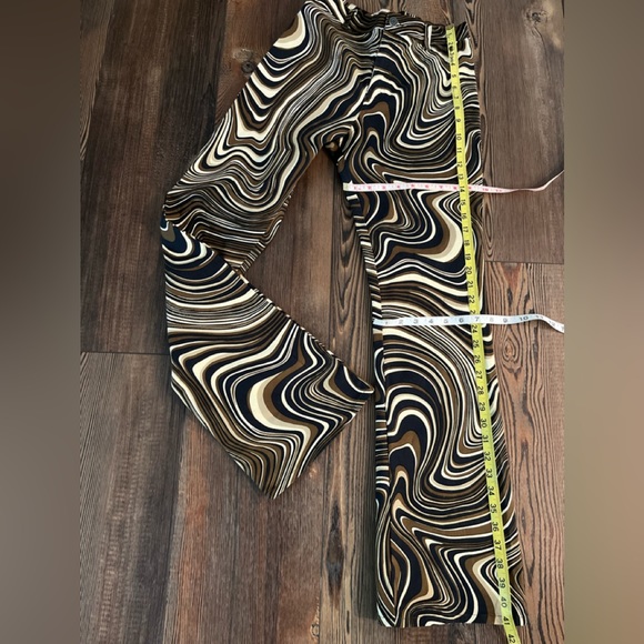 MOTEL ROCKS Denim Size:S Zoven Ripple Swirl High Waist Trouser Pants - Picture 10 of 12